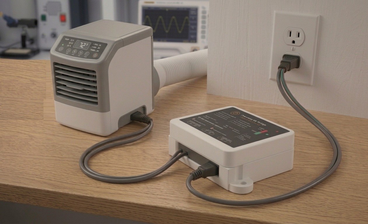 Prototipo de laboratorio de StartShield conectado a un tomacorriente